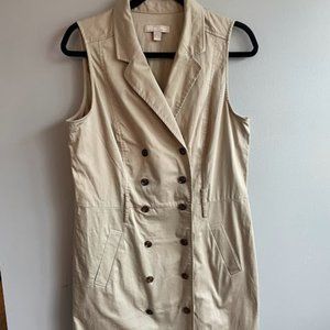 Banana Republic Khaki Belted Sleeveless Button Down Trench Dress Size 12